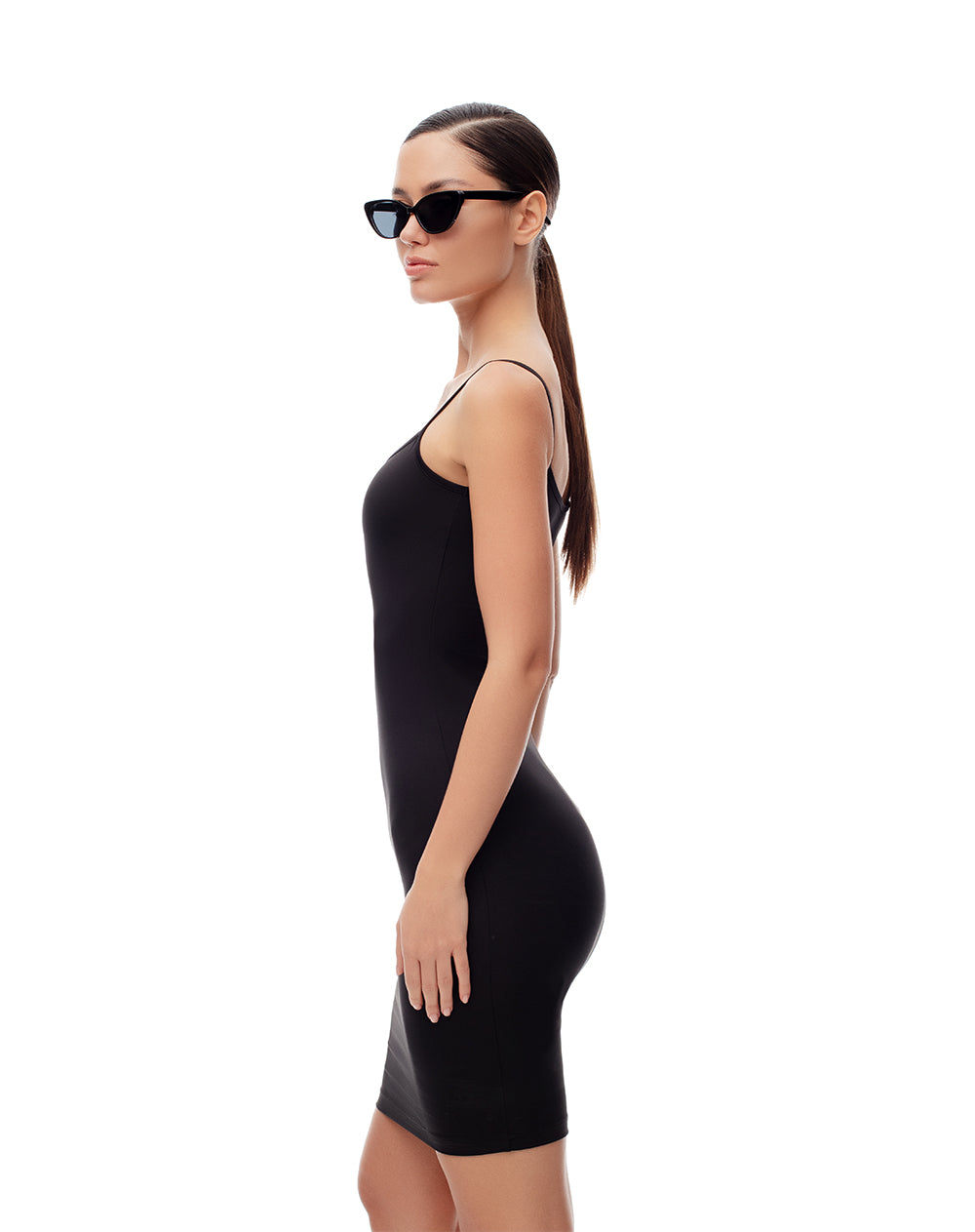 Vestido corto slim negro mujer