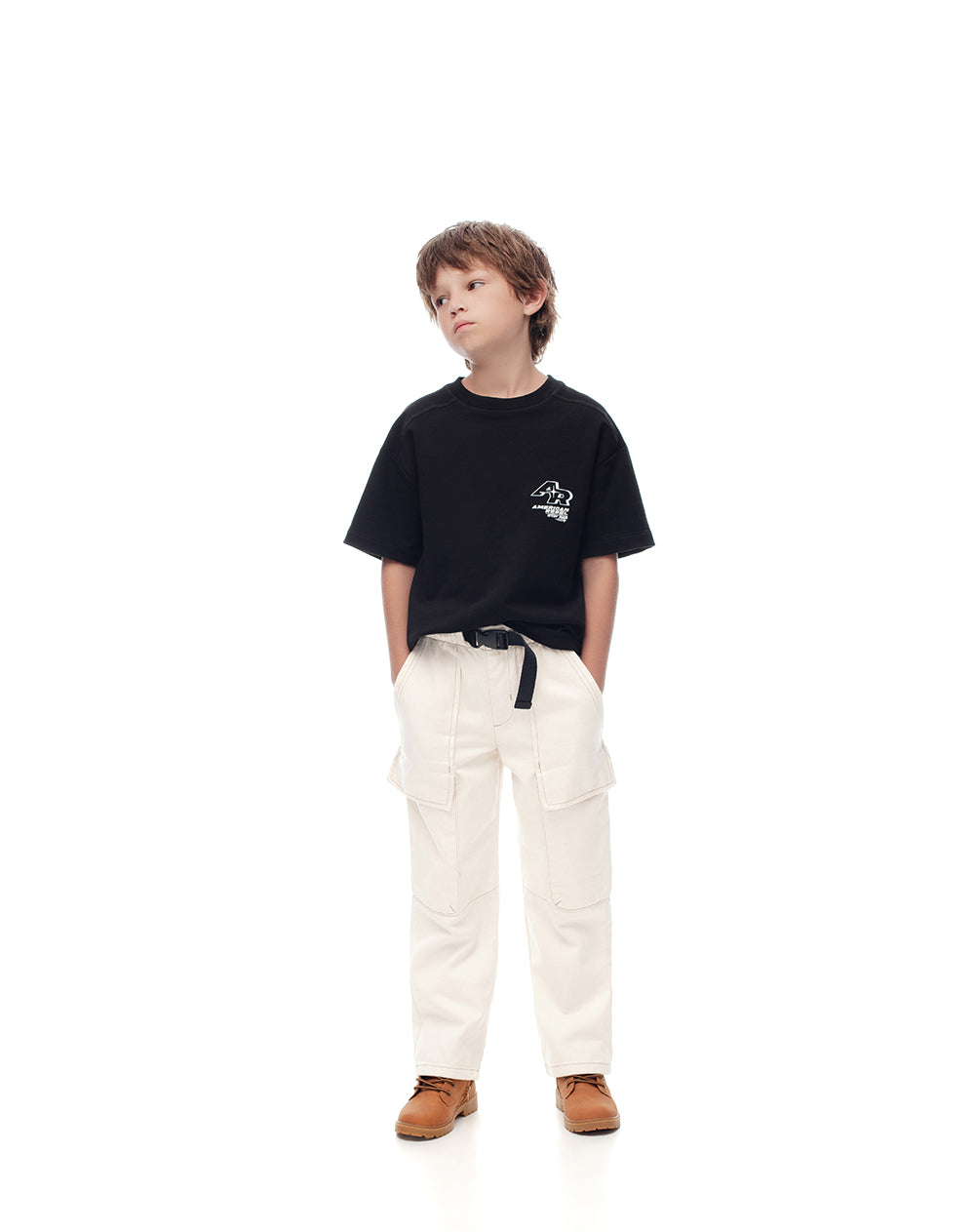 Pantalón regular fit tiro medio en drill habano