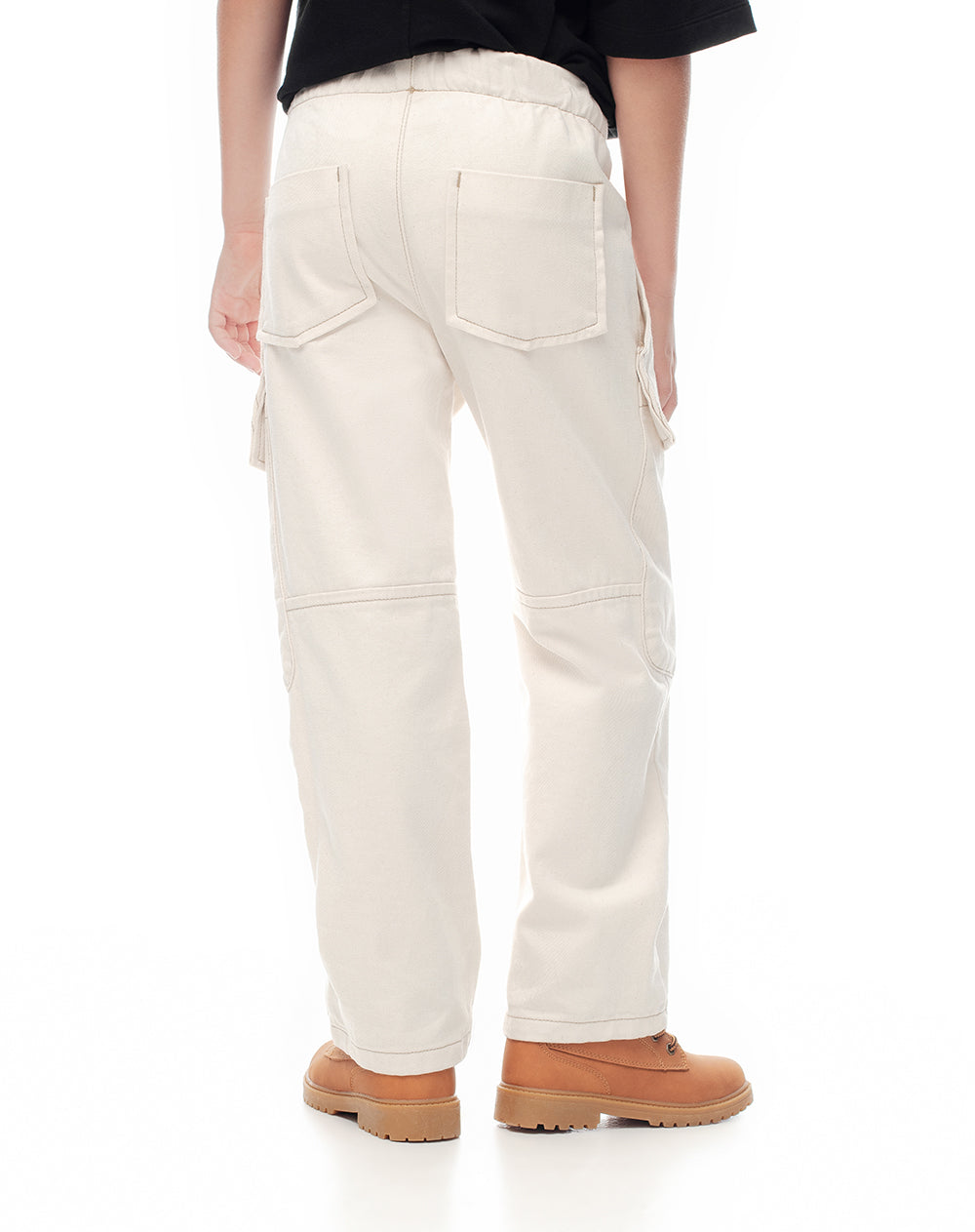Pantalón regular fit tiro medio en drill habano