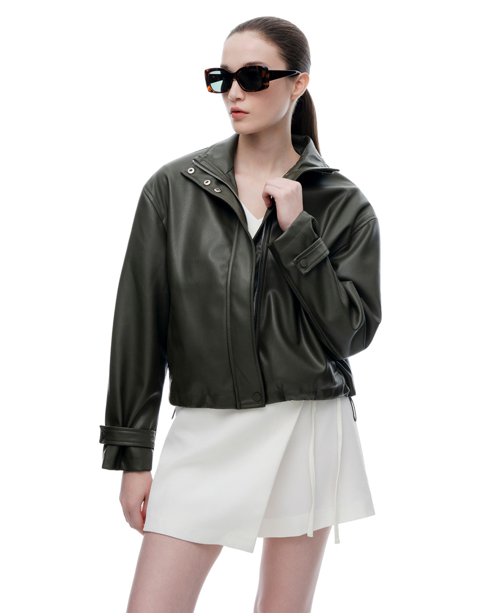 Chaqueta regular fit sin capucha verde