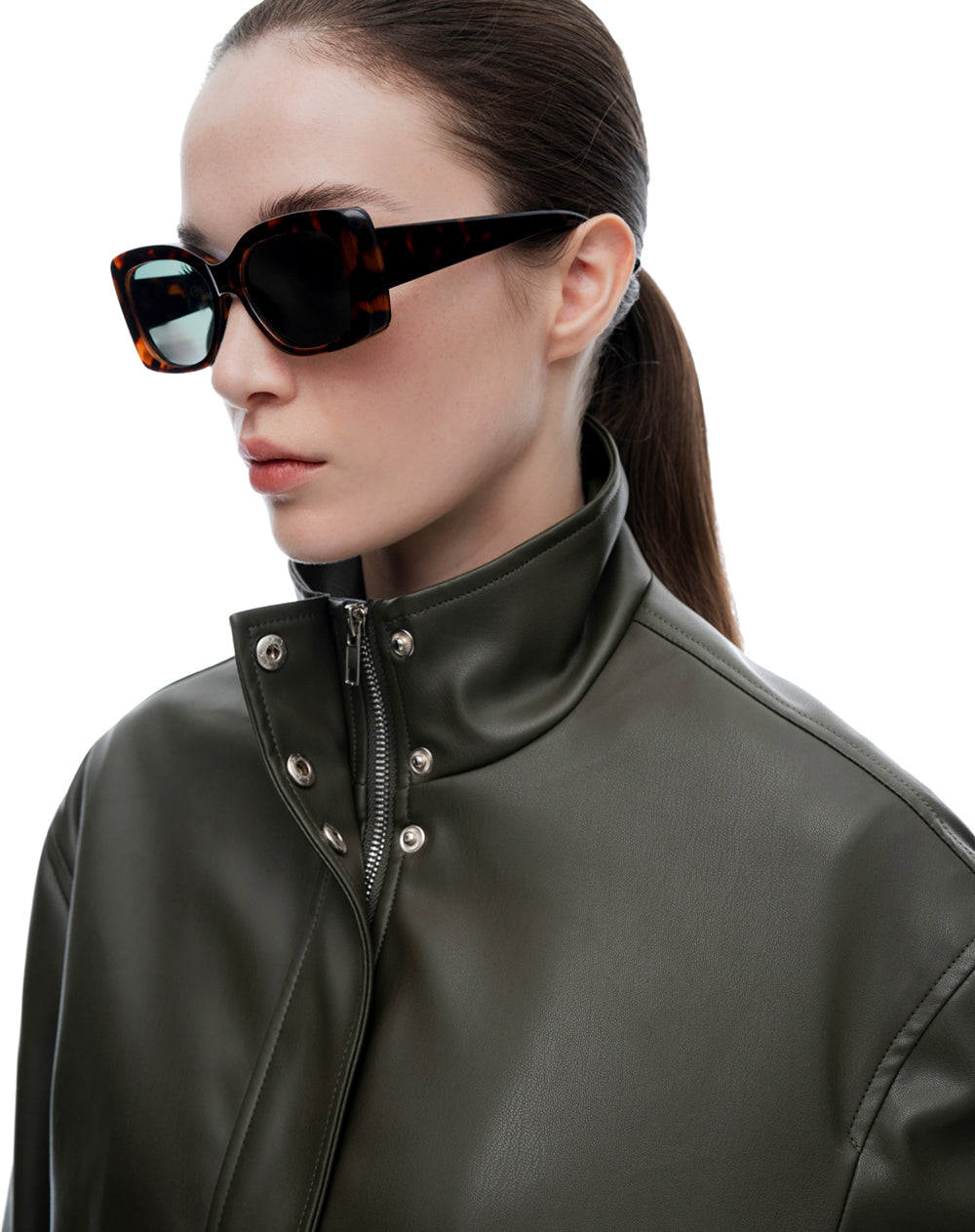Chaqueta regular fit sin capucha verde