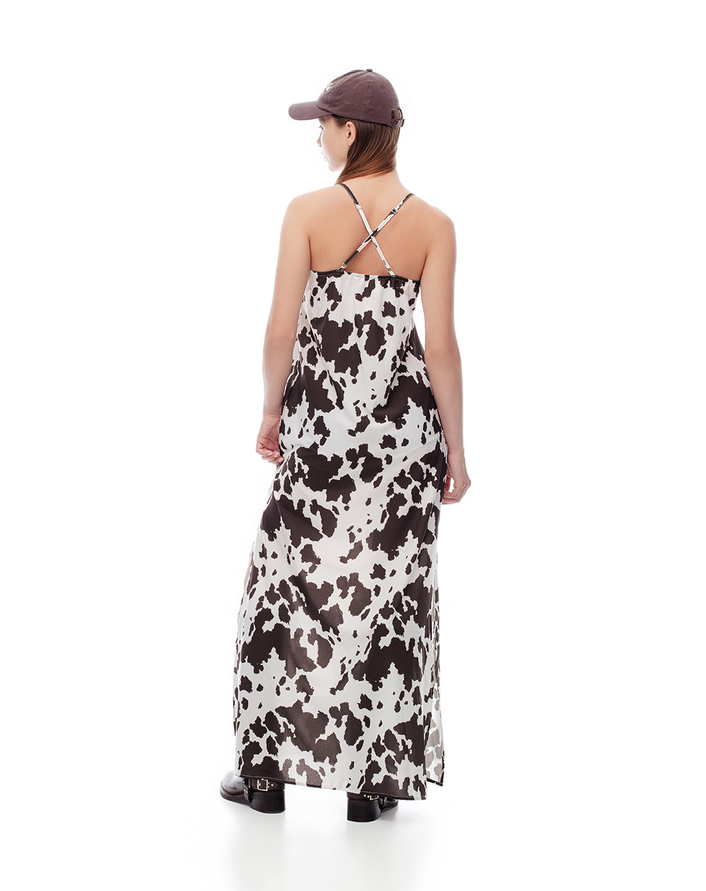 Vestido largo crudo estampado