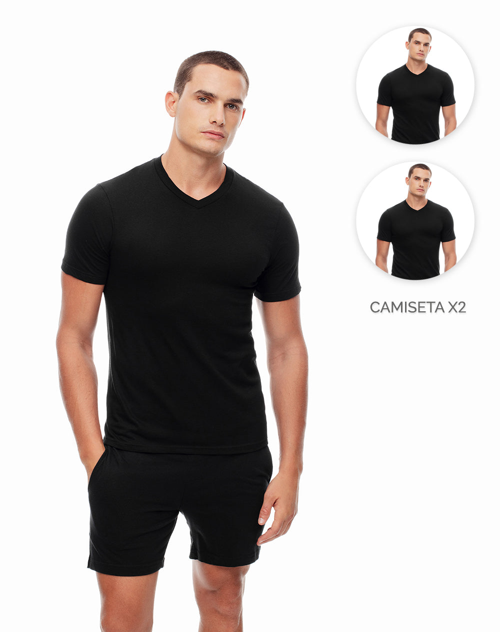 2 camisetas regular fit negra