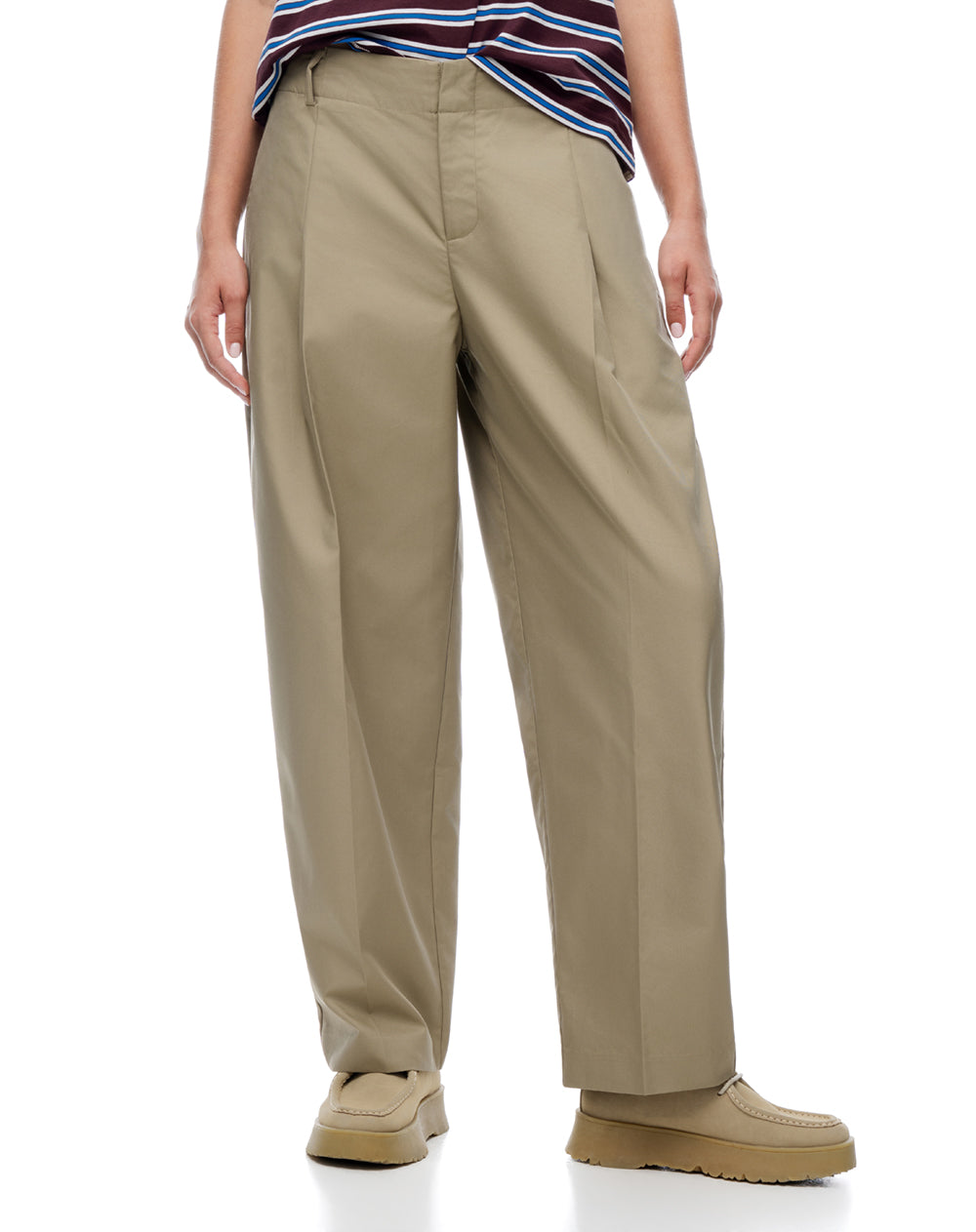 Pantalón tiro medio baggy barrel drill café mujer