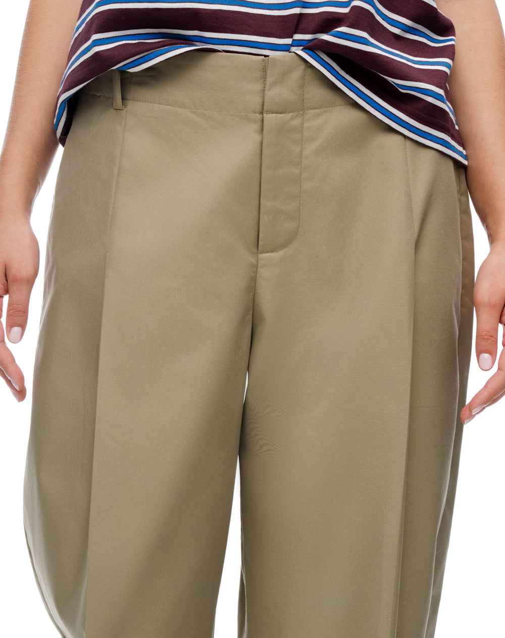 Pantalón tiro medio baggy barrel drill café mujer