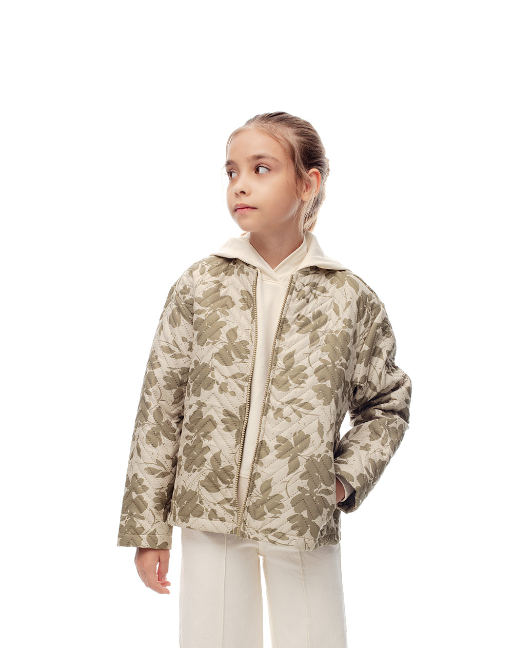 Chaqueta regular fit sin capucha cafe estampado