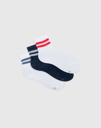 Medias para niño tobilleras algodón pack x3unds surtidas