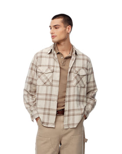Camisa manga larga regular algodón cuadros hombre