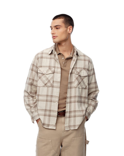 Camisa manga larga regular algodón cuadros hombre