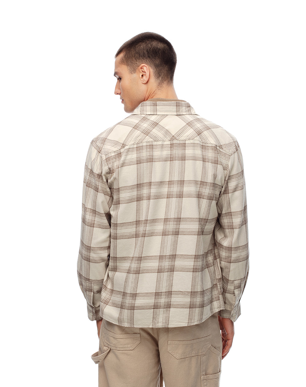 Camisa manga larga regular algodón cuadros hombre