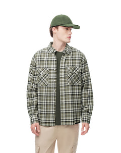 Camisa manga larga regular algodón cuadros hombre