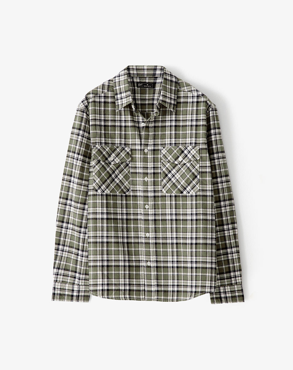 Camisa regular fit manga larga verde con cuadros