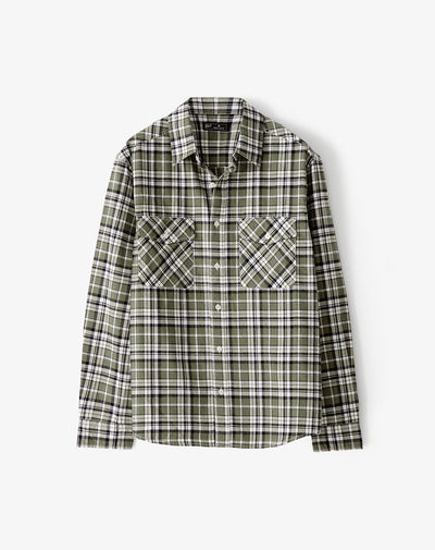 Camisa manga larga regular algodón cuadros hombre