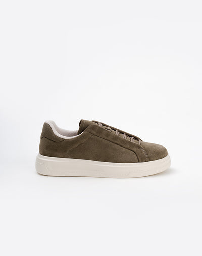 Tenis casuales tipo gamuza gris hombre