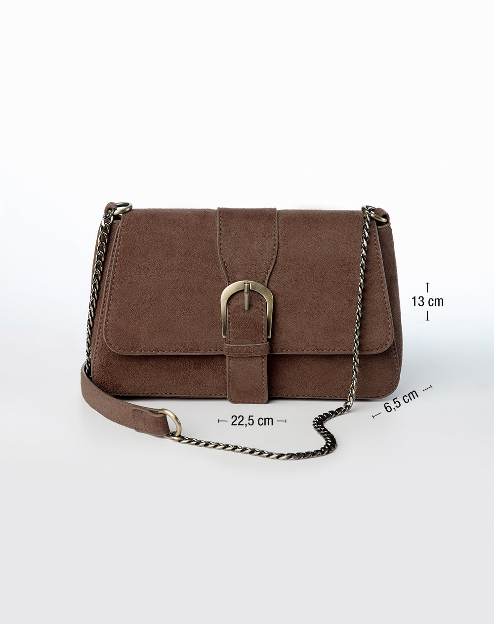 Bolso bandolera efecto gamuza café mujer
