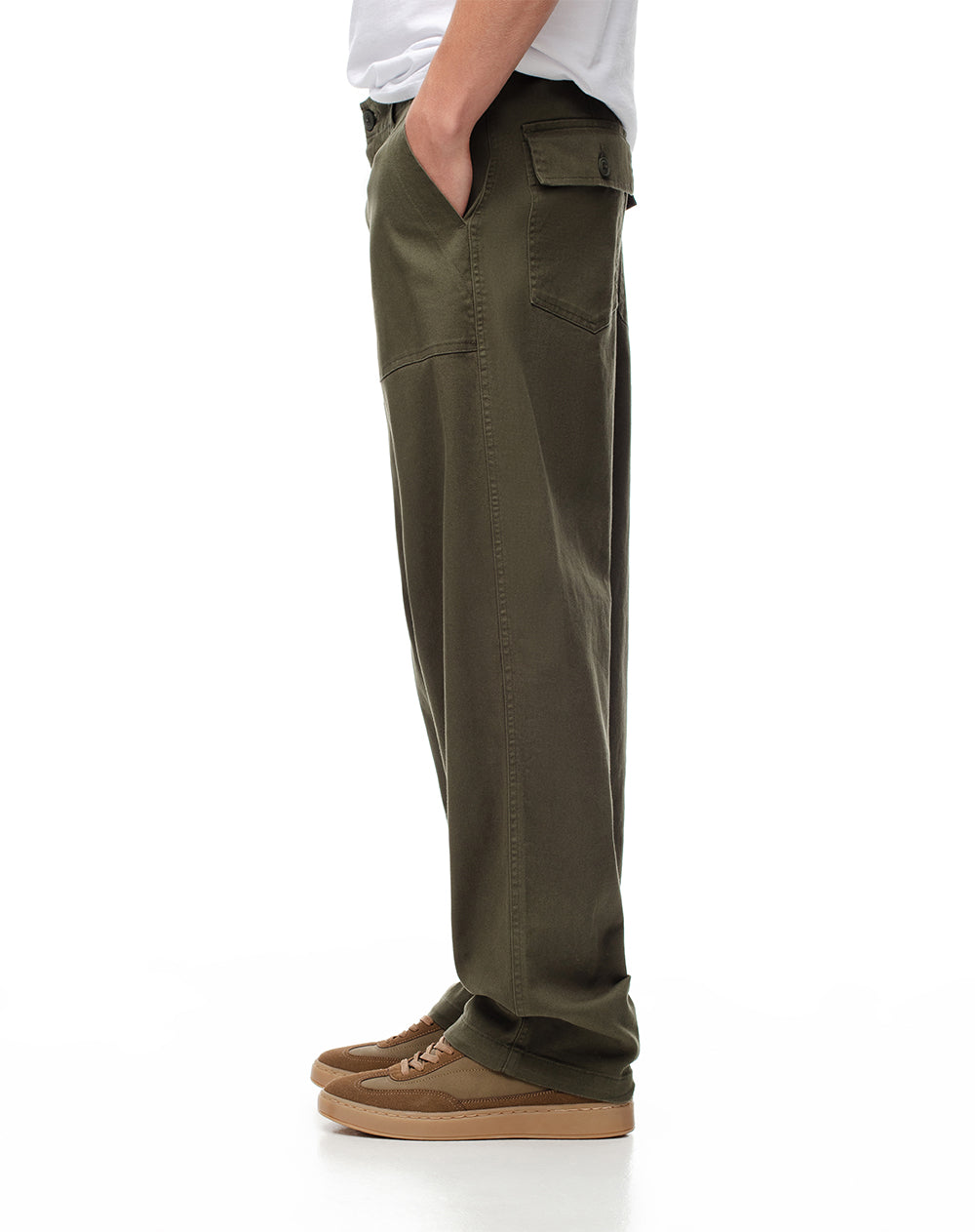 Pantalón regular fit tiro medio verde