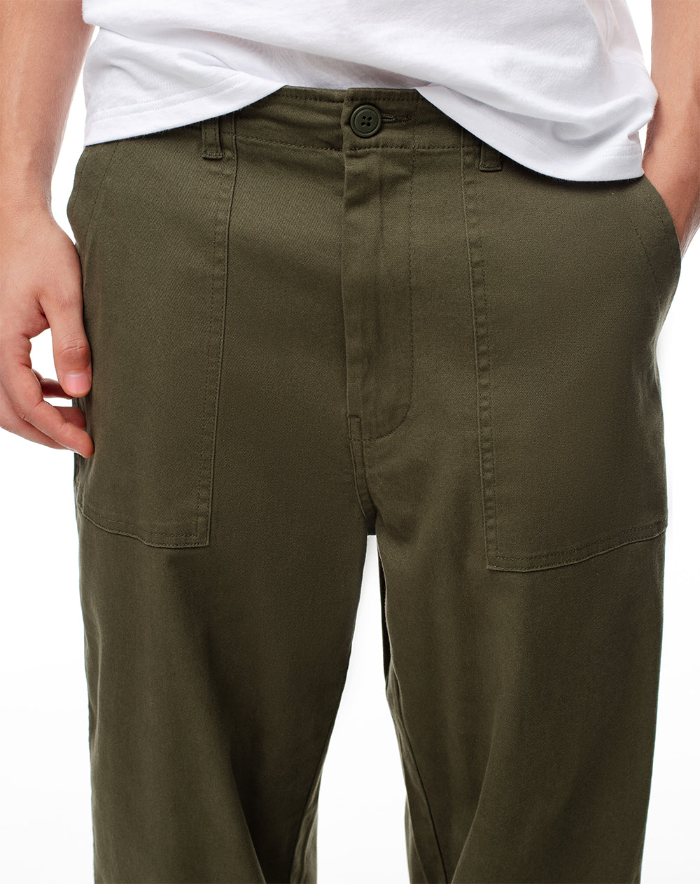 Pantalón regular fit tiro medio verde