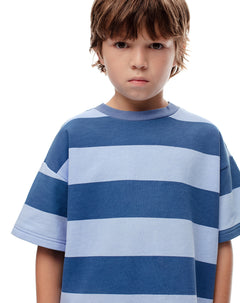Camiseta regular fit manga corta azul rayas