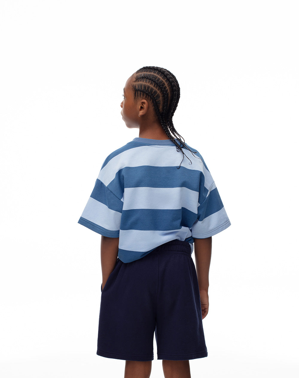Camiseta regular fit manga corta azul rayas