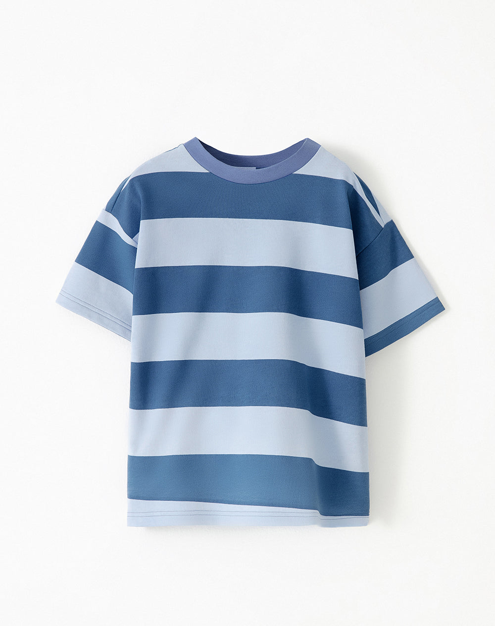 Camiseta regular algodón azul rayas niño