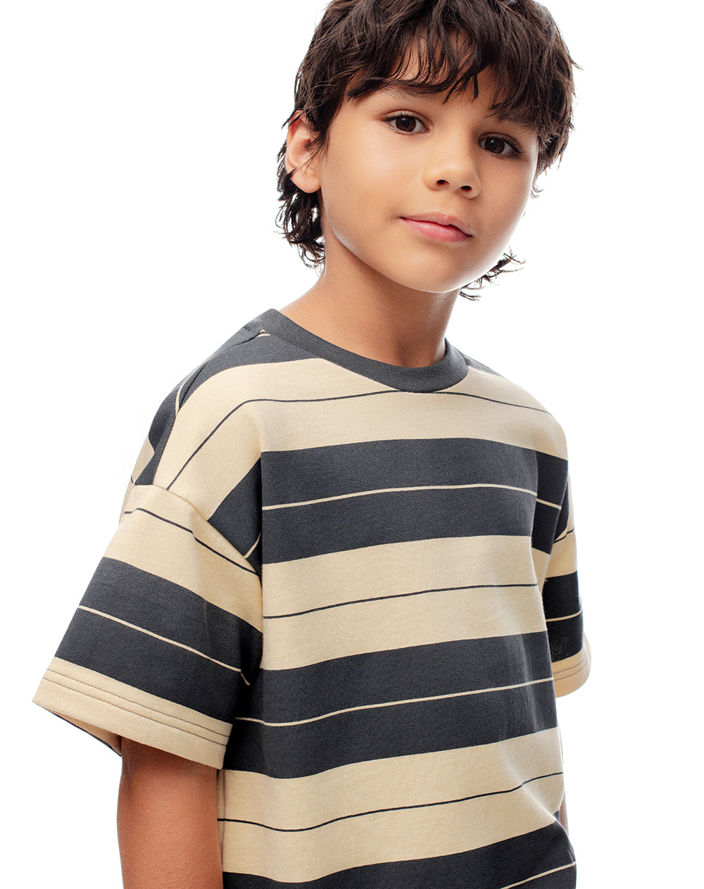 Camiseta regular algodón rayas niño