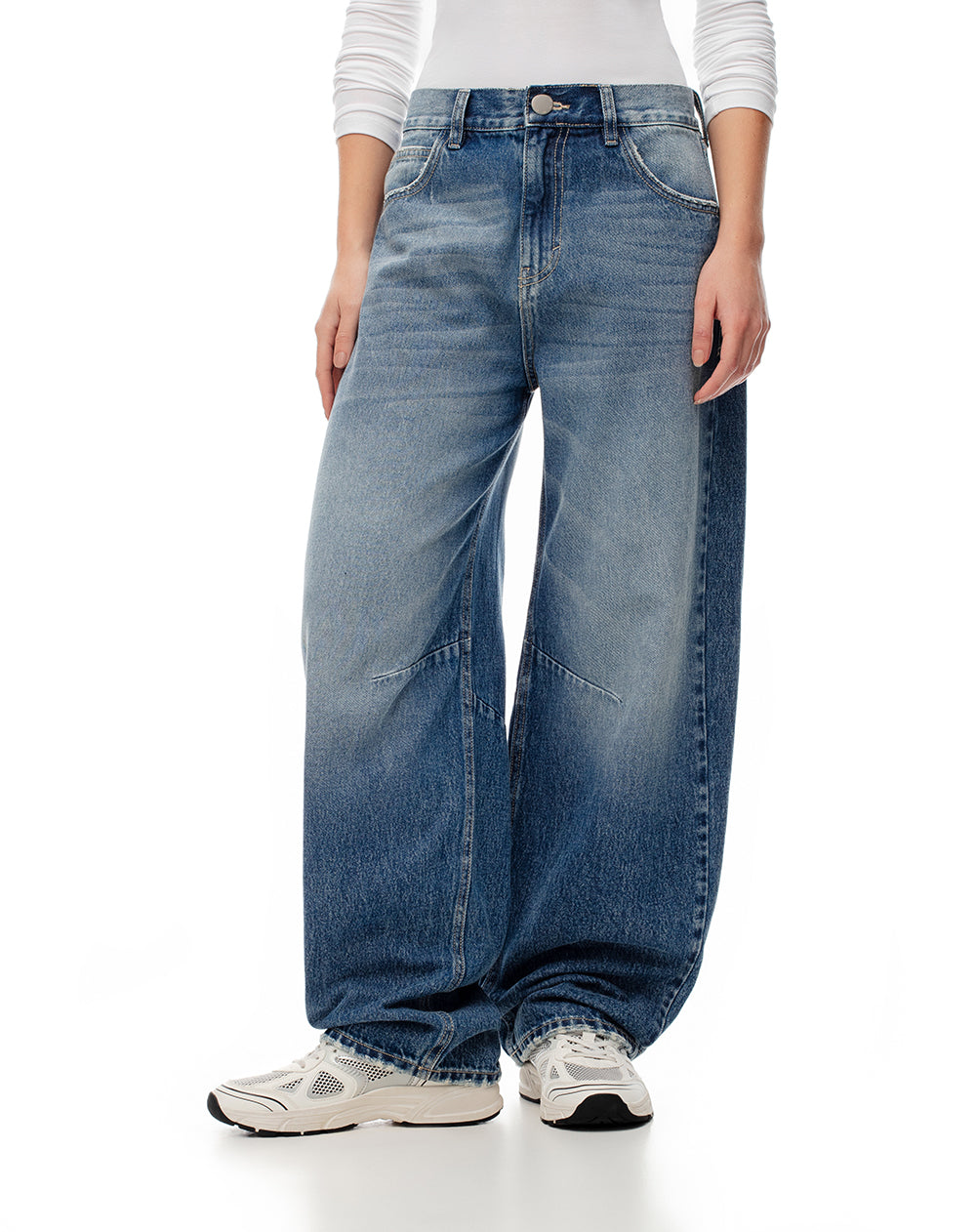 Jean baggy fit tiro medio indigo