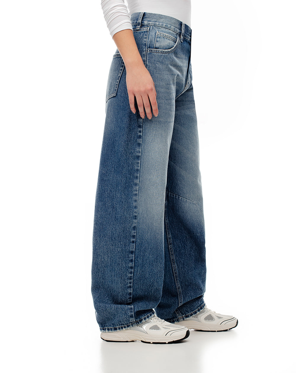 Jean baggy fit tiro medio indigo