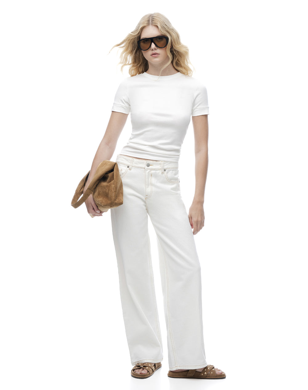 Camiseta regular manga corta blanca mujer