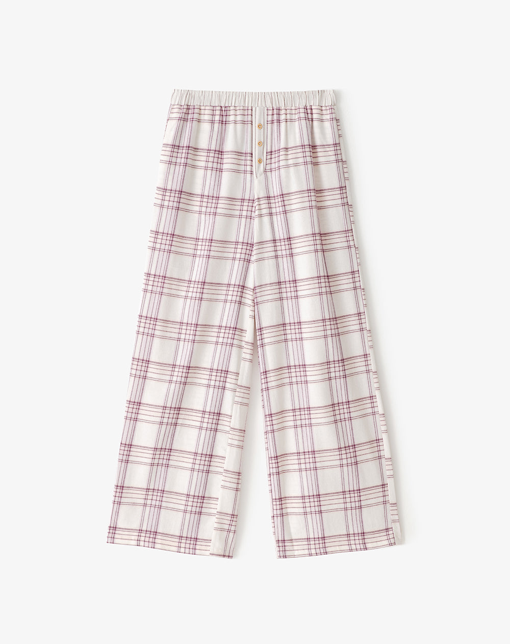 Pantalón holgado tiro medio algodón cuadros mujer