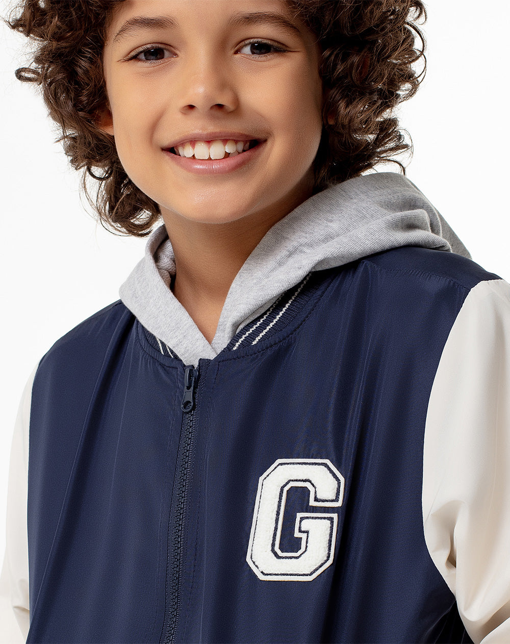 Chaqueta sin capucha azul con bloques
