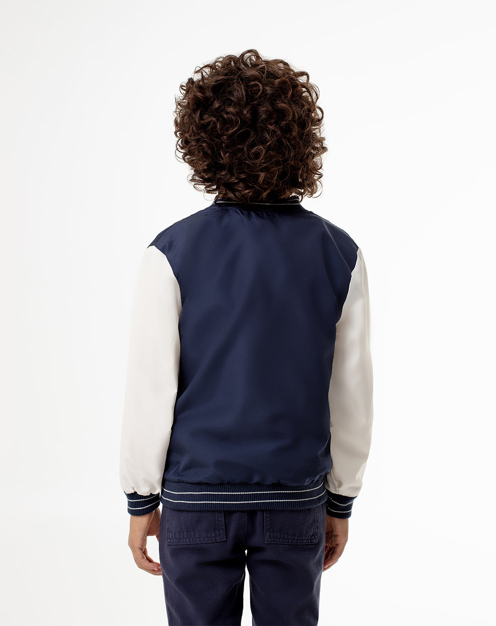 Chaqueta sin capucha azul con bloques