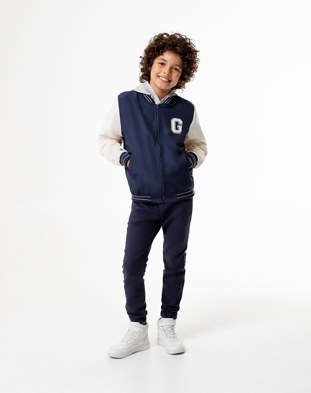 Chaqueta sin capucha azul con bloques