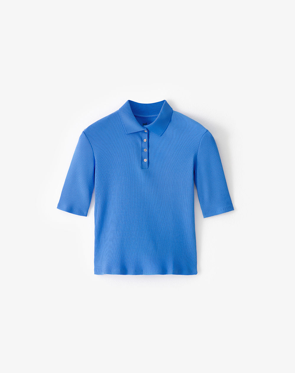 Polo slim tejido de punto algodón azul mujer