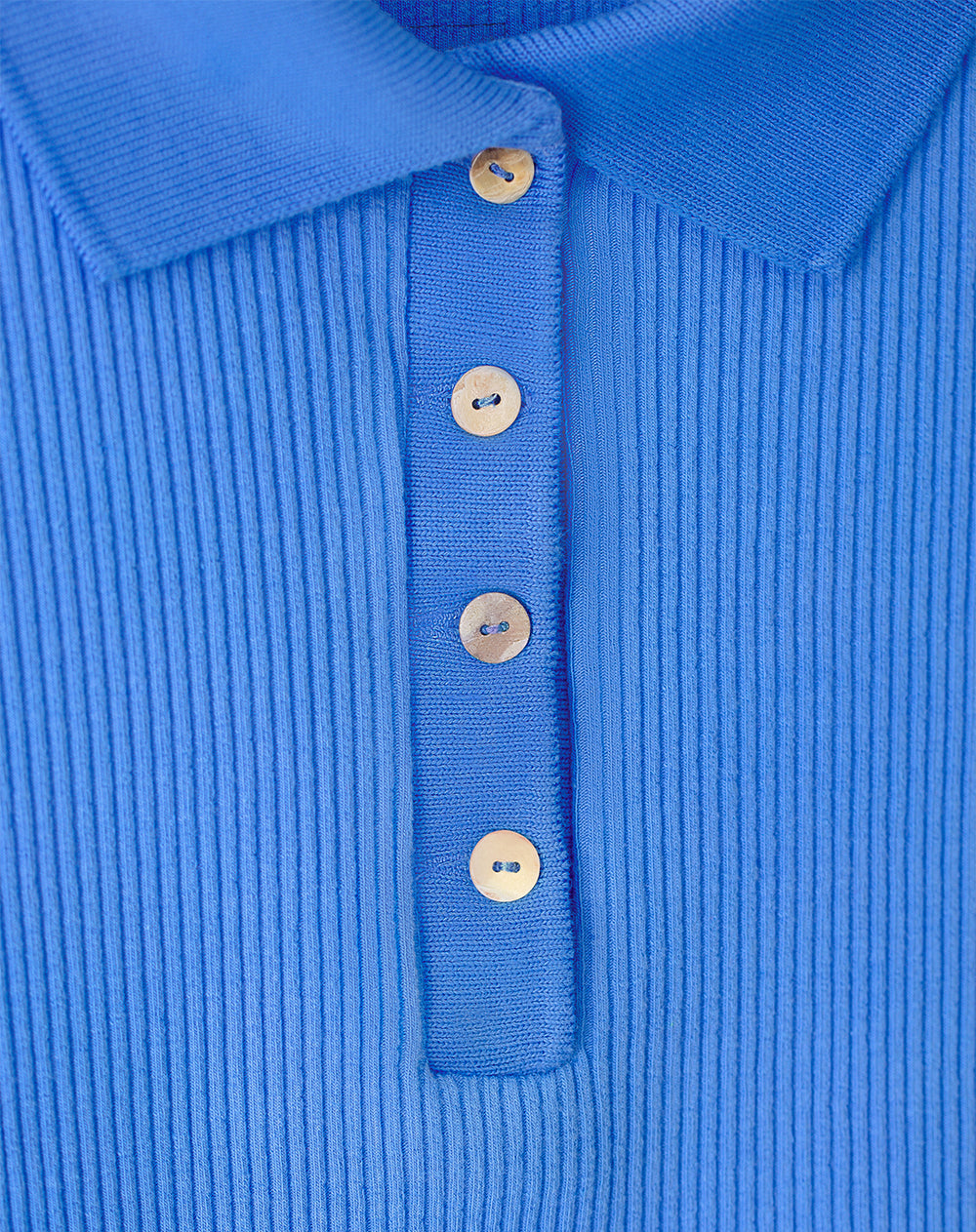 Polo slim tejido de punto algodón azul mujer