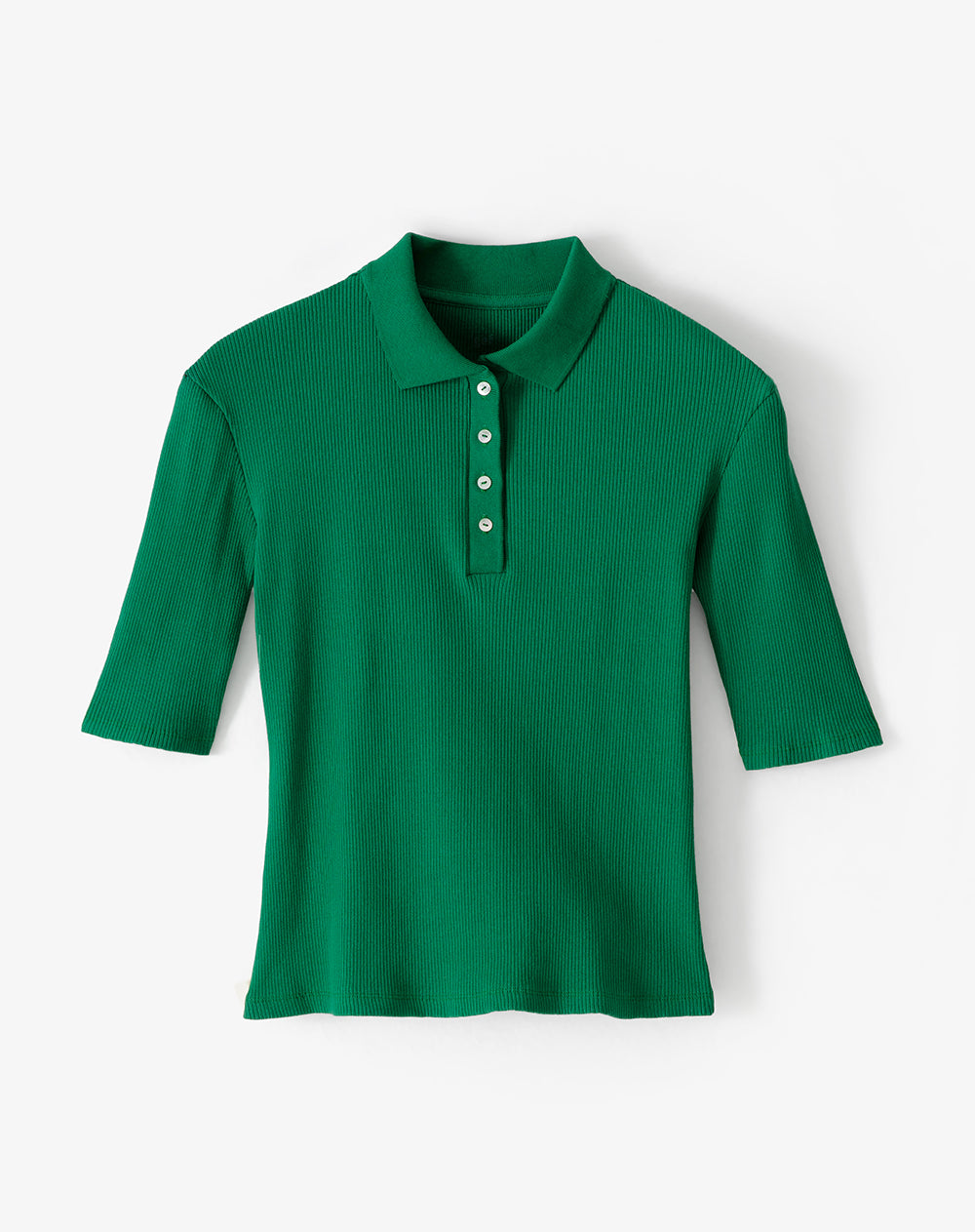 Polo slim tejido de punto algodón verde mujer