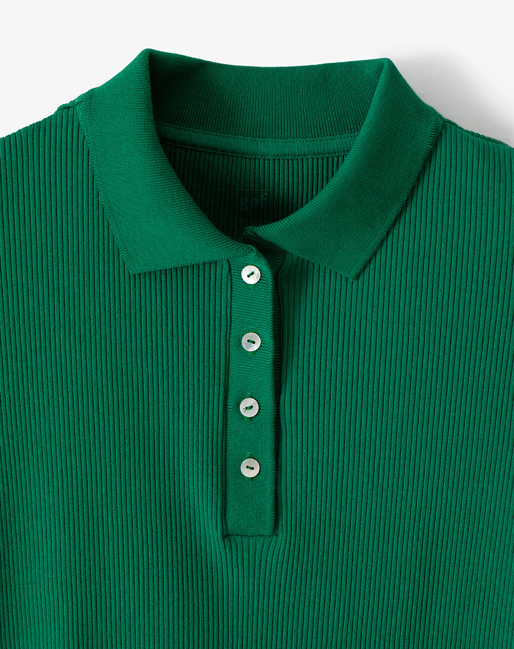 Polo slim tejido de punto algodón verde mujer