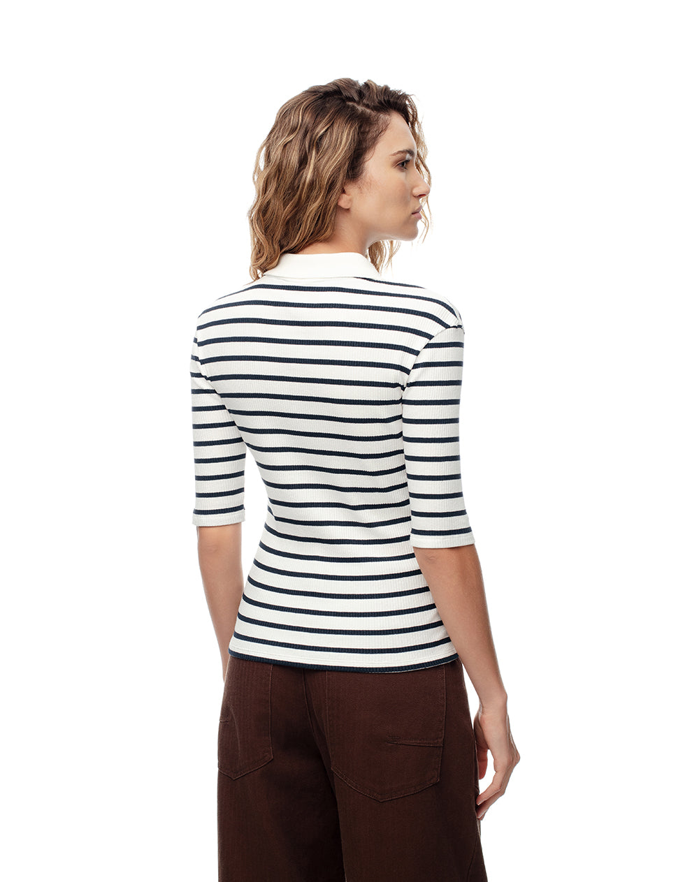 Polo fitted fit blanco rayas