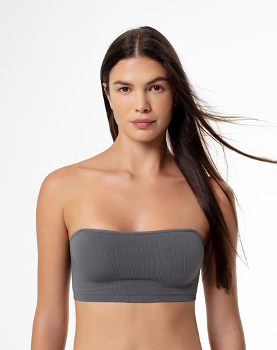 Top strapless soporte medio gris