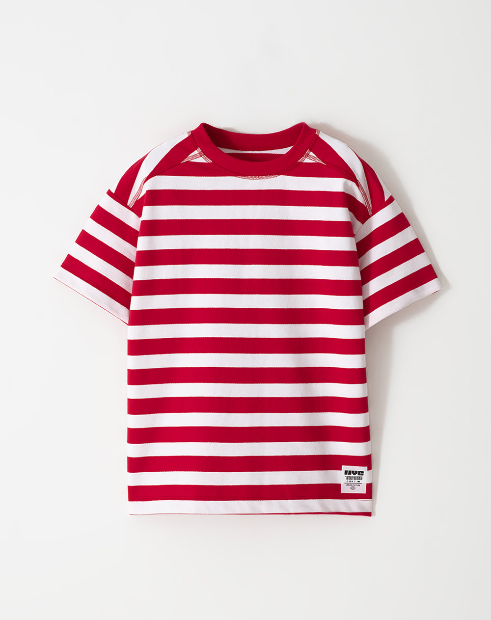 Camiseta regular fit manga corta rojo rayas
