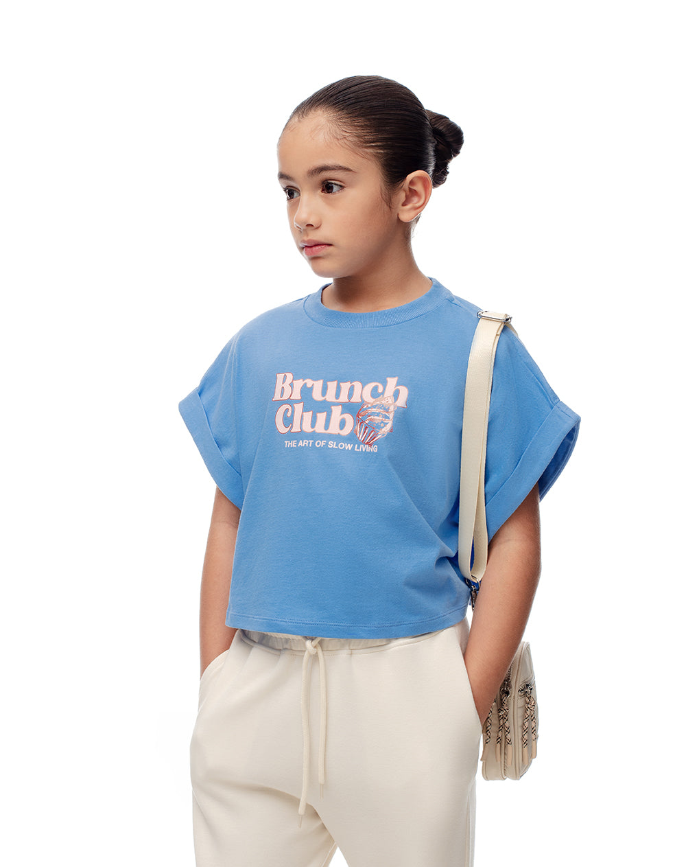 Camiseta regular algodón azul niña