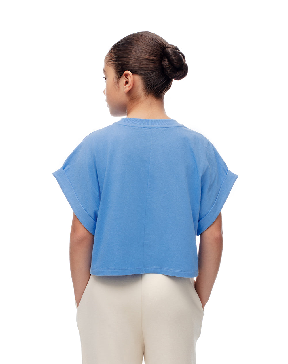 Camiseta regular algodón azul niña