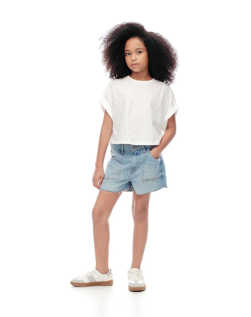 Camiseta oversize algodón blanca niña