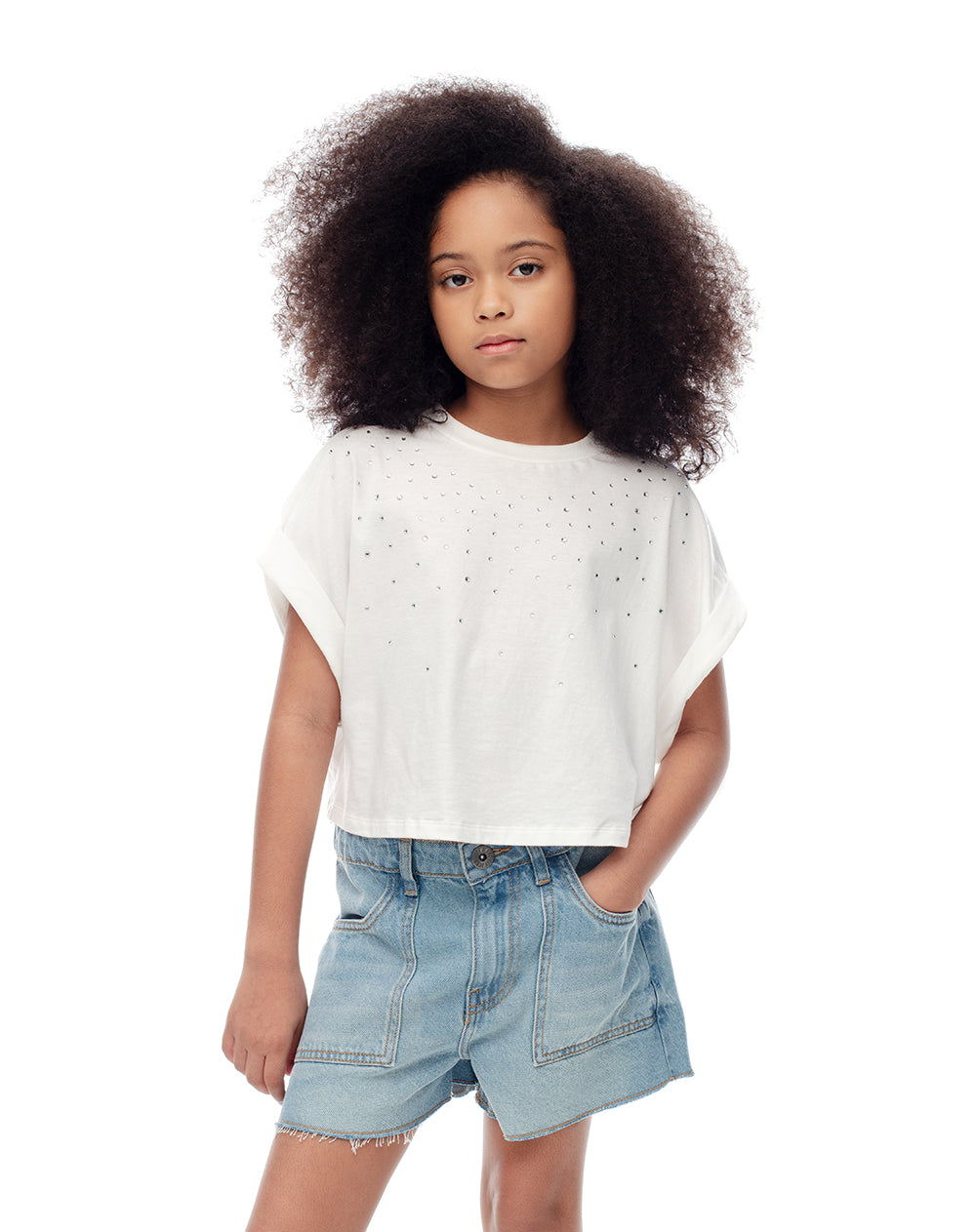 Camiseta oversize algodón blanca niña