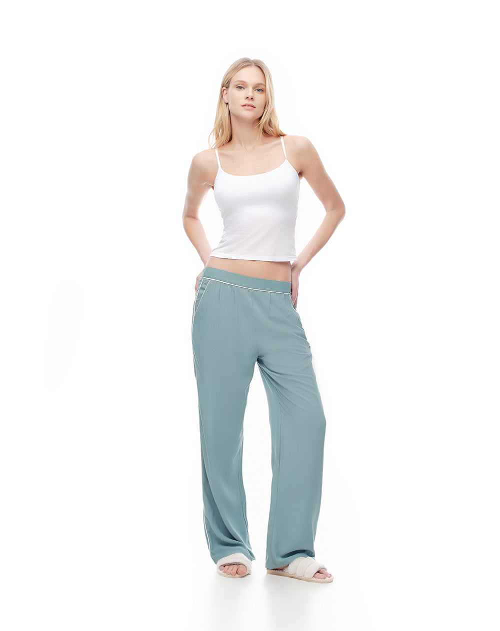 Camiseta crop slim tiras algodón blanca mujer