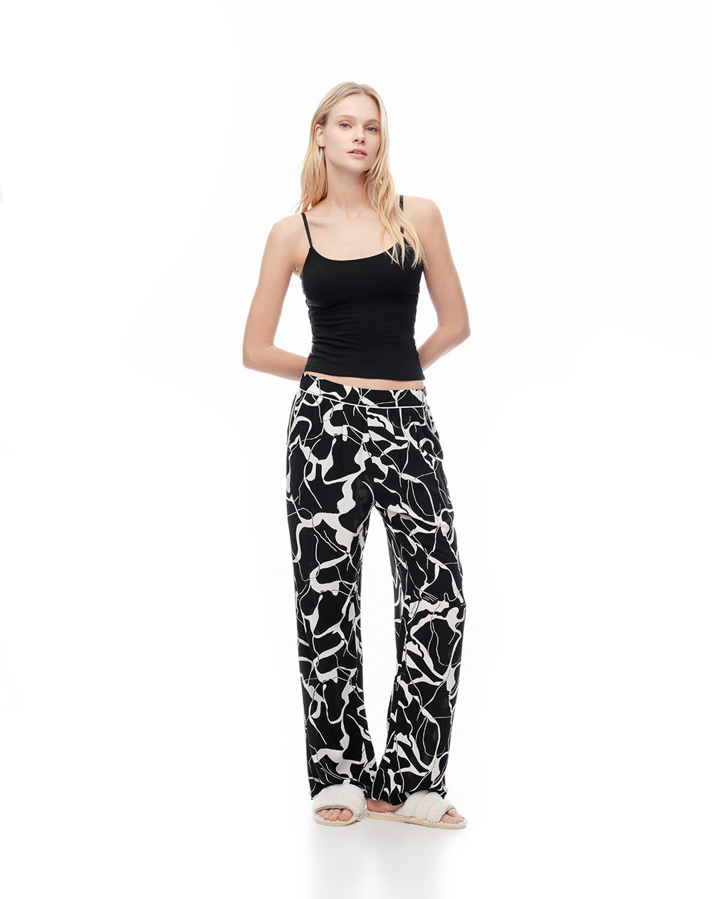 Camiseta crop slim tiras algodón negra mujer