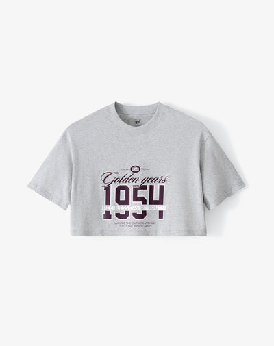 Camiseta relaxed fit manga corta gris jaspeada