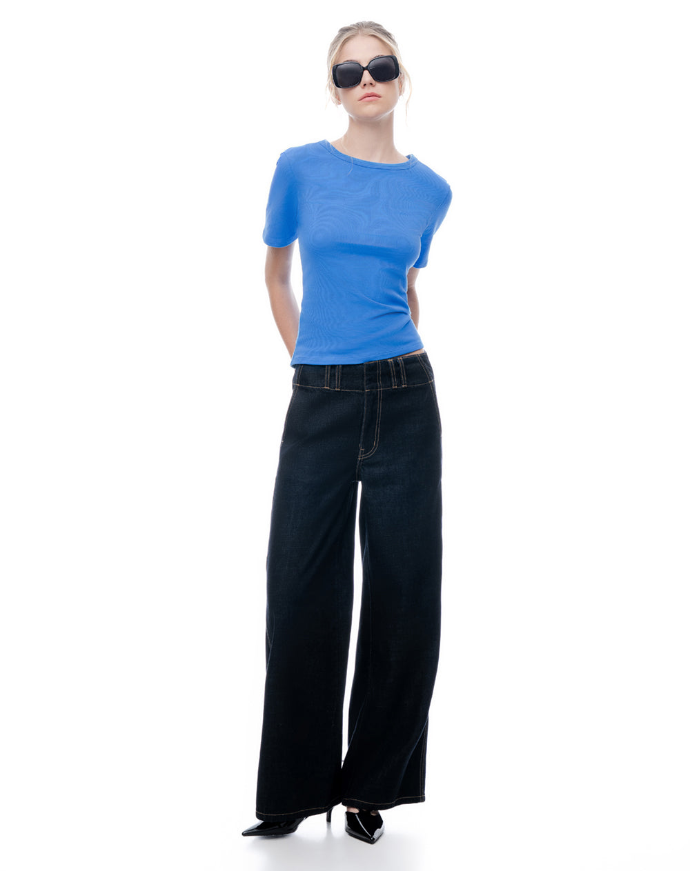 Camiseta fitted fit manga corta azul