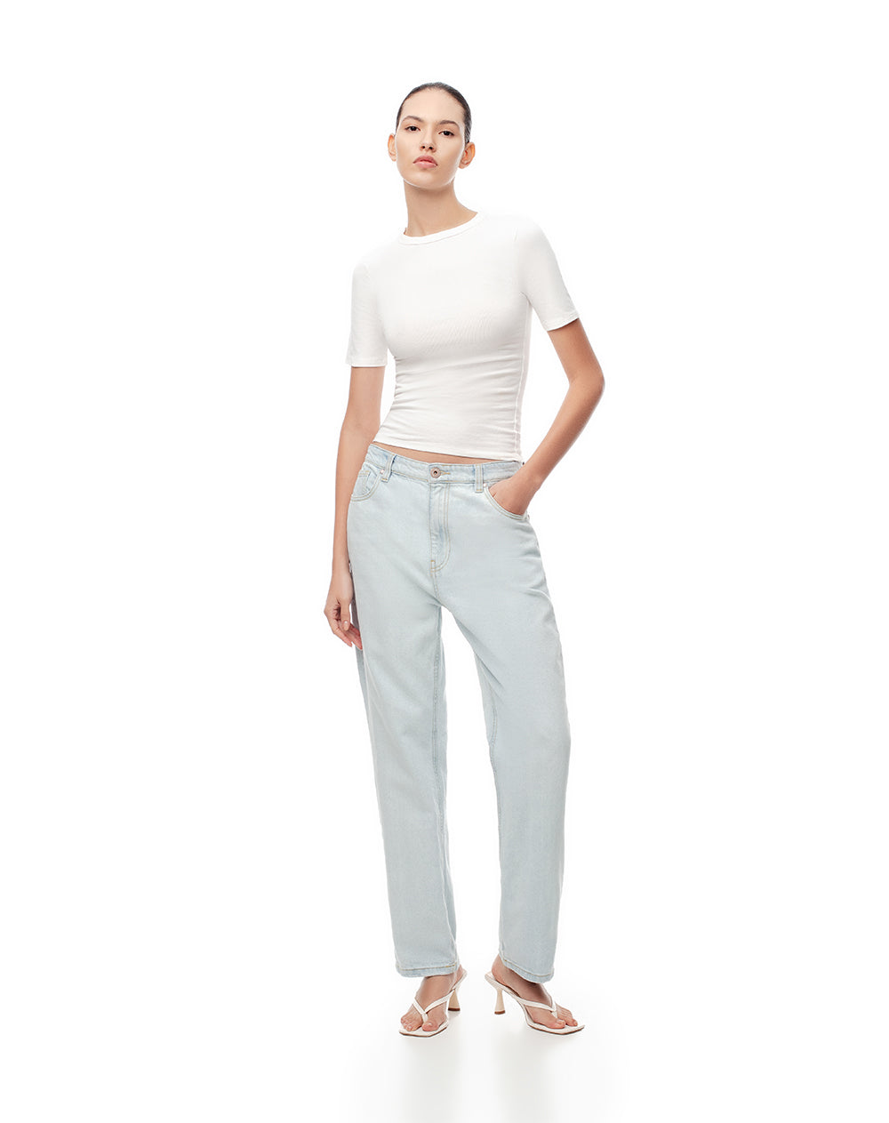 Pack x2 camiseta slim rib algodón blanco + negro mujer