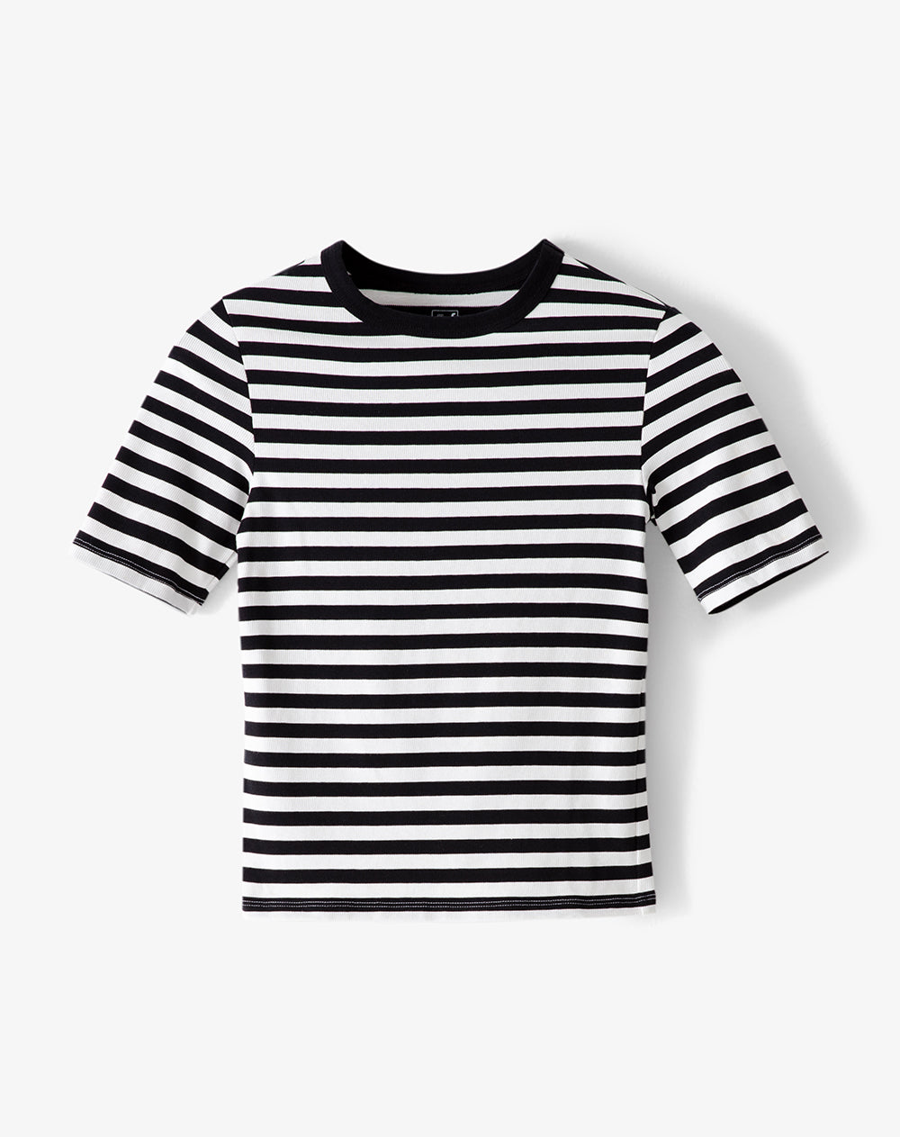 Camiseta slim rib algodón rayas mujer