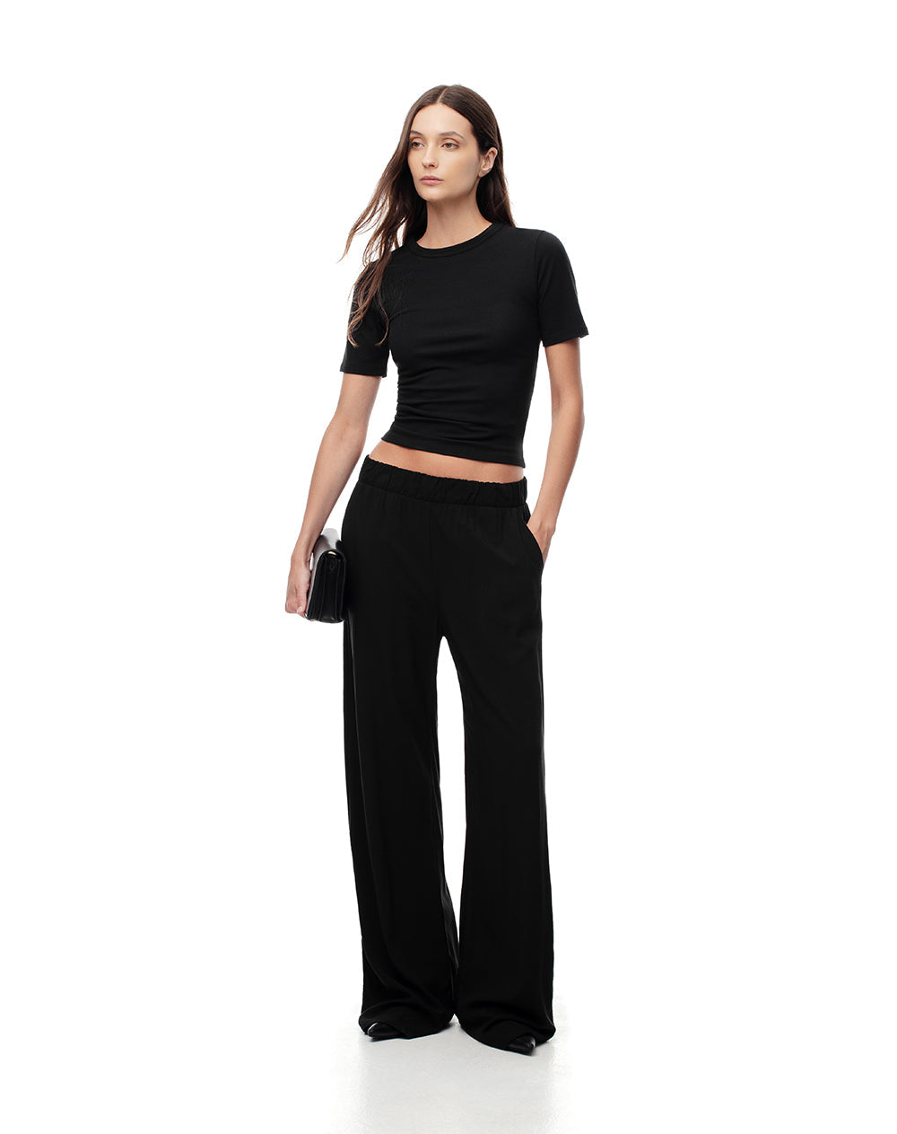 Pack x2 camiseta slim rib algodón blanco + negro mujer